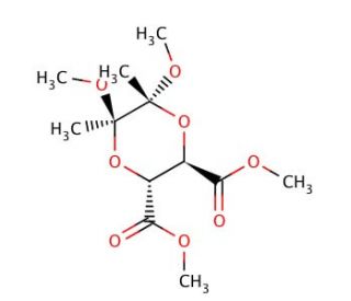 Dimethyl (2R,3R,5R,6R)-dimethoxy-5,6-dimethyl-1,4-dioxane-2,3-dicarboxylate (CAS 181586-74-3) - chemical structure image