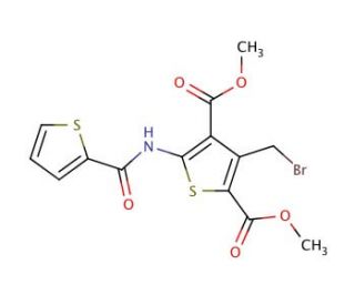 Dimethyl 3-(bromomethyl)-5-[(thien-2-ylcarbonyl)amino]thiophene-2,4-dicarboxylate - chemical structure image