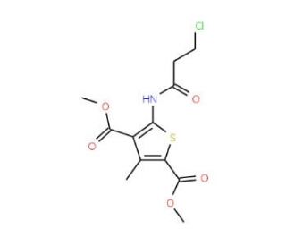Dimethyl 5-[(3-chloropropanoyl)amino]-3-methylthiophene-2,4-dicarboxylate - chemical structure image