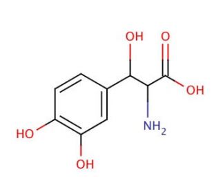DL-threo-&beta;-(3,4-Dihydroxyphenyl)serine (CAS 3916-18-5) - chemical structure image