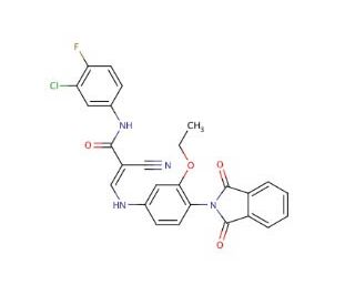 (E)-3-[3-Ethoxy-4-(phthalimidyl)anilino]-N-(3-chloro-4-fluorophenyl)-2-cyano-2-propenamide - chemical structure image