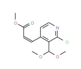 (E)-Methyl 3-(2-chloro-3-(dimethoxymethyl)pyridin-4-yl)acrylate - chemical structure image