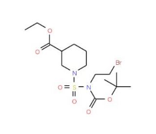 Ethyl 1-{[(2-bromoethyl)(tert-butoxycarbonyl)-amino]sulfonyl}-3-piperidine carboxylate - chemical structure image