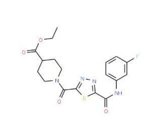 ethyl 1-[(5-{[(3-fluorophenyl)amino]carbonyl}-1,3,4-thiadiazol-2-yl)carbonyl]piperidine-4-carboxylate - chemical structure im