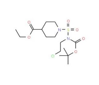 Ethyl 1-{[(tert-butoxycarbonyl)(2-chloroethyl)-amino]sulfonyl}-4-piperidine carboxylate - chemical structure image