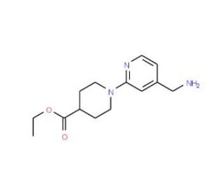 Ethyl 1-[4-(aminomethyl)pyridin-2-yl]piperidine-4-carboxylate (CAS 912569-46-1) - chemical structure image