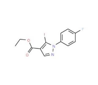 Ethyl 1-(4-fluorophenyl)-5-iodo-1H-pyrazole-4-carboxylate (CAS 959576-71-7) - chemical structure image