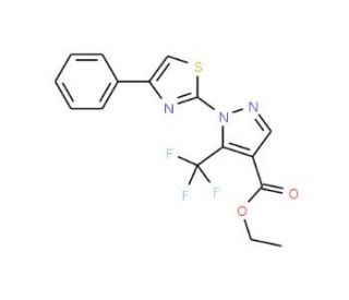 Ethyl 1-(4-phenyl-1,3-thiazol-2-yl)-5-(trifluoromethyl)-1H-pyrazole-4-carboxylate (CAS 159885-61-7) - chemical structure imag
