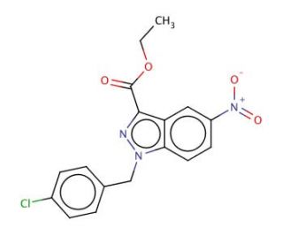 ethyl 1-(p-chlorobenzyl)-5-nitroindazolyl-3-carboxylate - chemical structure image