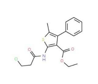ethyl 2-[(3-chloropropanoyl)amino]-5-methyl-4-phenylthiophene-3-carboxylate - chemical structure image
