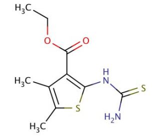 ethyl 2-[(aminocarbonothioyl)amino]-4,5-dimethylthiophene-3-carboxylate - chemical structure image