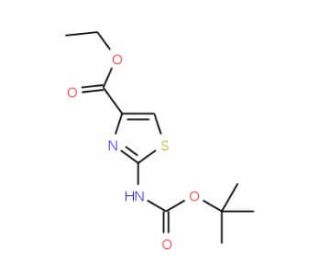 Ethyl 2-[(tert-butoxycarbonyl)amino]-1,3-thiazole-4-carboxylate (CAS 302964-01-8) - chemical structure image