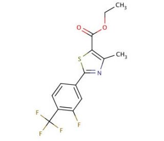 Ethyl 2-[3-fluoro-4-(trifluoromethyl)phenyl]-4-methyl-1,3-thiazole-5-carboxylate (CAS 317319-21-4) - chemical structure image
