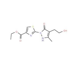 Ethyl 2-[4-(2-hydroxyethyl)-3-methyl-5-oxo-2,5-dihydro-1H-pyrazol-1-yl]-1,3-thiazole-4-carboxylate - chemical structure image