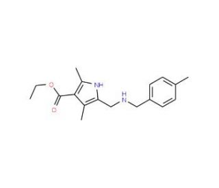Ethyl 2,4-dimethyl-5-{[(4-methylbenzyl)amino]-methyl}-1H-pyrrole-3-carboxylate - chemical structure image