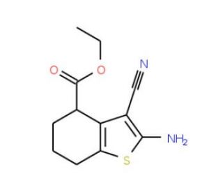 Ethyl 2-amino-3-cyano-4,5,6,7-tetrahydro-1-benzothiophene-4-carboxylate (CAS 175599-83-4) - chemical structure image