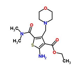 ethyl 2-amino-5-[(dimethylamino)carbonyl]-4-(morpholin-4-ylmethyl)thiophene-3-carboxylate - chemical structure image