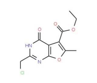 ethyl 2-(chloromethyl)-6-methyl-4-oxo-3,4-dihydrofuro[2,3-d]pyrimidine-5-carboxylate - chemical structure image