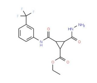 Ethyl 2-(hydrazinocarbonyl)-3-([3-(trifluoromethyl)anilino]carbonyl)cyclopropanecarboxylate - chemical structure image