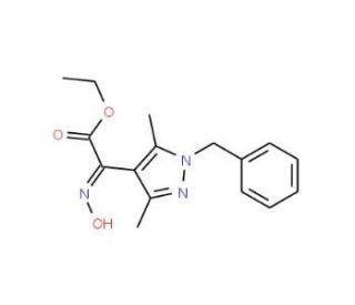 Ethyl (2E)-(1-benzyl-3,5-dimethyl-1H-pyrazol-4-yl)(hydroxyimino)acetate - chemical structure image