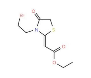 ethyl (2Z)-[3-(2-bromoethyl)-4-oxo-1,3-thiazolidin-2-ylidene]acetate (CAS 92503-35-0) - chemical structure image