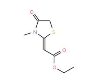 ethyl (2Z)-(3-methyl-4-oxo-1,3-thiazolidin-2-ylidene)acetate (CAS 27653-75-4) - chemical structure image