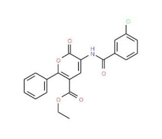 Ethyl 3-[(3-chlorobenzoyl)amino]-2-oxo-6-phenyl-2H-pyran-5-carboxylate - chemical structure image