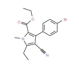 Ethyl 3-(4-bromophenyl)-4-cyano-5-ethyl-1-methyl-1 H-pyrrole-2-carboxylate - chemical structure image