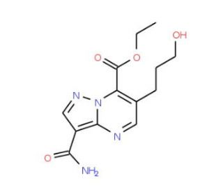 ethyl 3-carbamoyl-6-(3-hydroxypropyl)pyrazolo[1,5-a]pyrimidine-7-carboxylate - chemical structure image