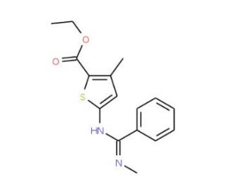 ethyl 3-methyl-5-{[(methylimino)(phenyl)methyl]amino}thiophene-2-carboxylate - chemical structure image