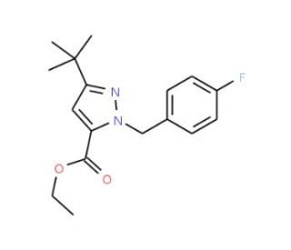 Ethyl 3-tert-butyl-1-(4-fluorobenzyl)-1H-pyrazole-5-carboxylate (CAS 306936-98-1) - chemical structure image