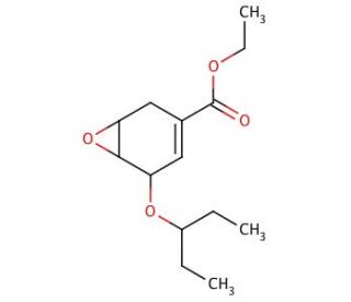 Ethyl (3R,4S,5S)-4,5-Epoxy-3-(1-ethylpropoxy)cyclohex-1-ene-1-carboxylate (CAS 204254-96-6) - chemical structure image
