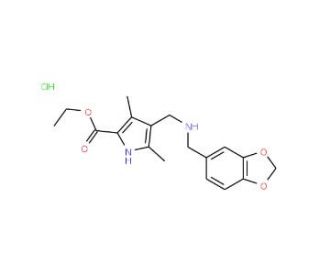 Ethyl 4-{[(1,3-benzodioxol-5-ylmethyl)amino]methyl}-3,5-dimethyl-1H-pyrrole-2-carboxylate HCl - chemical structure image