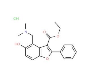 ethyl 4-[(dimethylamino)methyl]-5-hydroxy-2-phenyl-1-benzofuran-3-carboxylate hydrochloride (CAS 95696-19-8) - chemical struc