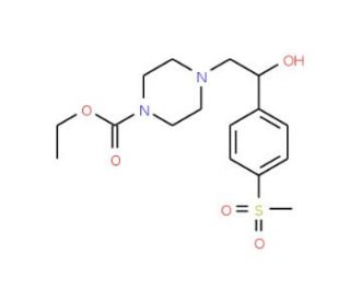Ethyl 4-{2-hydroxy-2-[4-(methylsulfonyl)phenyl]-ethyl}tetrahydro-1(2H)-pyrazinecarboxylate - chemical structure image