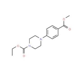 Ethyl 4-[4-(methoxycarbonyl)phenyl]tetrahydro-1(2H)-pyrazinecarboxylate (CAS 924869-10-3) - chemical structure image