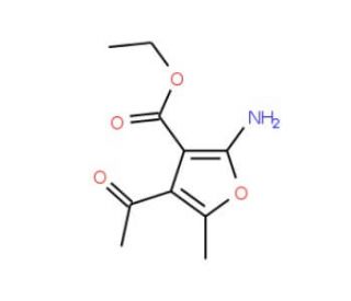 ethyl 4-acetyl-2-amino-5-methyl-3-furoate (CAS 99076-38-7) - chemical structure image