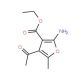 ethyl 4-acetyl-2-amino-5-methyl-3-furoate (CAS 99076-38-7) - chemical structure image