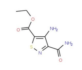 Ethyl 4-amino-3-(aminocarbonyl)isothiazole-5-carboxylate (CAS 54968-74-0) - chemical structure image