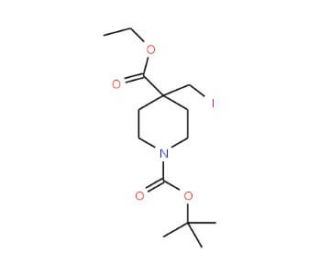 Ethyl 4-(iodomethyl)piperidine-4-carboxylate, N-BOC protected (CAS 213013-98-0) - chemical structure image