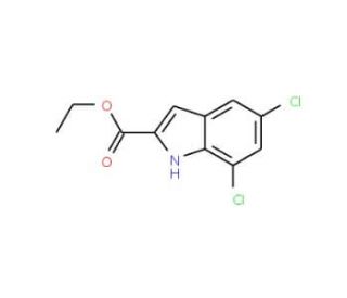 Ethyl 5,7-dichloro-1H-indole-2-carboxylate (CAS 4792-70-5) - chemical structure image