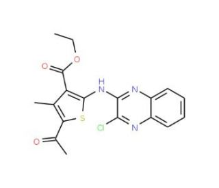 ethyl 5-acetyl-2-[(3-chloroquinoxalin-2-yl)amino]-4-methylthiophene-3-carboxylate - chemical structure image