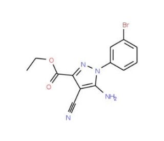 Ethyl 5-amino-1-(3-bromophenyl)-4-cyanopyrazole-3-carboxylate (CAS 1150163-94-2) - chemical structure image