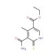 Ethyl 5-(aminocarbonyl)-4-methyl-6-thioxo-1,6-dihydro-3-pyridinecarboxylate 的分子结构 Ethyl 5-(aminocarbonyl)-4-methyl-6-thioxo-1,6-dihydro-3-pyridinecarboxylate - chemical structure image
