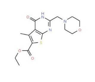 ethyl 5-methyl-2-(morpholin-4-ylmethyl)-4-oxo-3,4-dihydrothieno[2,3-d]pyrimidine-6-carboxylate - chemical structure image