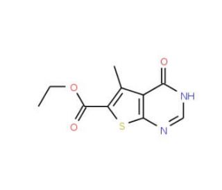 Ethyl 5-methyl-4-oxo-3,4-dihydrothieno[2,3-d]-pyrimidine-6-carboxylate (CAS 17417-67-3) - chemical structure image
