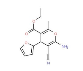 ethyl 6-amino-5-cyano-4-(2-furyl)-2-methyl-4H-pyran-3-carboxylate (CAS 72568-56-0) - chemical structure image