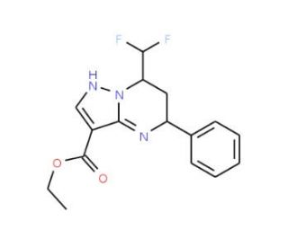 Ethyl 7-(difluoromethyl)-5-phenyl-4,5,6,7-tetrahydropyrazolo[1,5-a]pyrimidine-3-carboxylate - chemical structure image