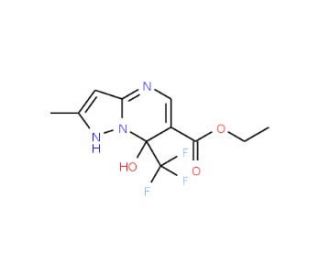 ethyl 7-hydroxy-2-methyl-7-(trifluoromethyl)-4,7-dihydropyrazolo[1,5-a]pyrimidine-6-carboxylate - chemical structure image