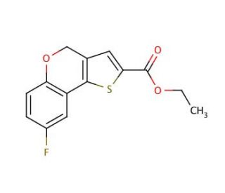 Ethyl 8-fluoro-4H-[1]-benzopyrano[4,3-b]thiophene-2-carboxylate (CAS 105799-70-0) - chemical structure image